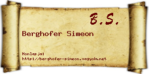 Berghofer Simeon névjegykártya